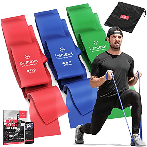 Extra LONG Resistance Bands (6.6ft/2m), Set 3 Levels + Training Guides & Bag | Skin Friendly, Strong Medium Light, Working Out Stretching: Glute Leg Arm Gym Fitness Exercise Physical Therapy Women Men