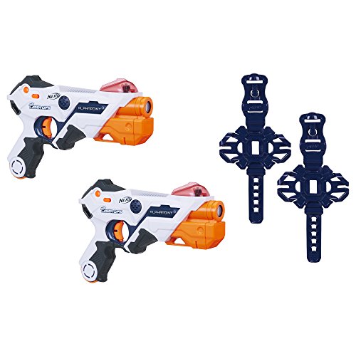 NERF AlphaPoint Laser Ops Pro Toy Blasters - Includes 2 Blasters & 2 Armbands - Light & Sound FX - Health & Ammo Indicators - for Kids, Teens & Adults