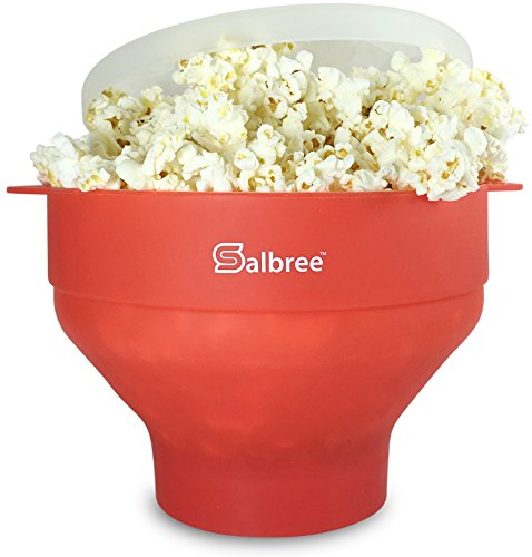 Original Salbree Microwave Popcorn Popper, Silicone Popcorn Maker, Collapsible Bowl - The Most Colors Available (Red)