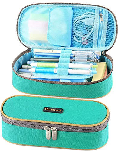 Homecube Pencil Case Big Capacity Pencil Bag Makeup Pen Pouch Durable Students Stationery with Double Zipper Pen Holder for School/Office, Green