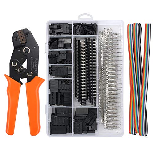 Proster Dupont Crimping Tools SN-28B Dupont Ratchet Crimper with 1550PCS Dupont Male/Female Pin Connectors 0.1-1.0mm² Dupont Crimping Set for 2.54mm 3.96mm KF2510 Connector 28-18AWG
