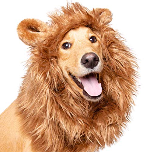 Pet Krewe Large Dog Lion Mane Halloween Costume – Fits Neck Size 13”- 32”- Lion Mane for Small Dogs – Ideal for Halloween, Dog Birthday, Dog Cosplay, Dog Outfits, Pet Clothes