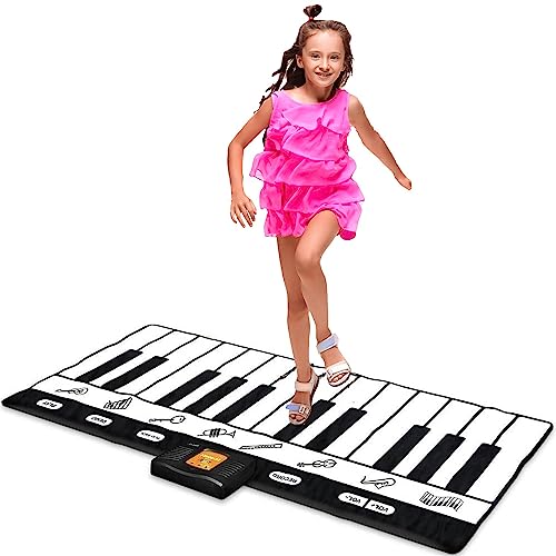 Play22 Floor Piano Mat for Toddlers 71' - 24 Keys Piano Play Mat - Keyboard Playmat has Record, Playback, Demo, Play, Adjustable Vol. - Best Piano Gift for Boys & Girls