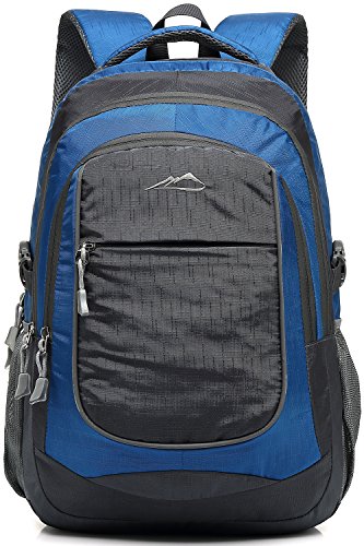 Backpack Bookbag for School College Student Sturdy Travel Business Hiking Fit Laptop Up to 15.6 Inch Multi Compartment Gifts for Men Women Night Light Reflective (Blue)