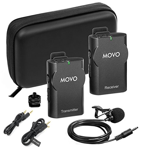 Movo WMIC10 2.4GHz Wireless Lavalier Microphone System for DSLR Cameras, iPhone, iPad, Android Smartphones, Camcorders (50-Foot Transmission Range)
