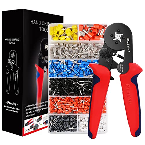 Ferrule Crimping Tool Kit, Preciva AWG23-7 Self-adjustable Ratchet Wire Crimping Tool Kit Crimper Plier Set with 1200PCS Wire Terminals Crimping Connectors Wire End Ferrules