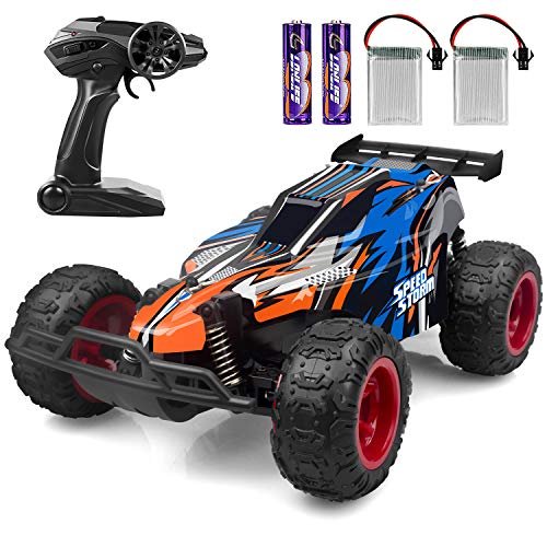 IMDEN Remote Control Car, 2.4Ghz 1: 22 High Speed Racing Car with Four Batteries(Two Rechargeable Batteries for Car, Two 1.5Aa Batteries for Transmitter), Kids Toys, Blue